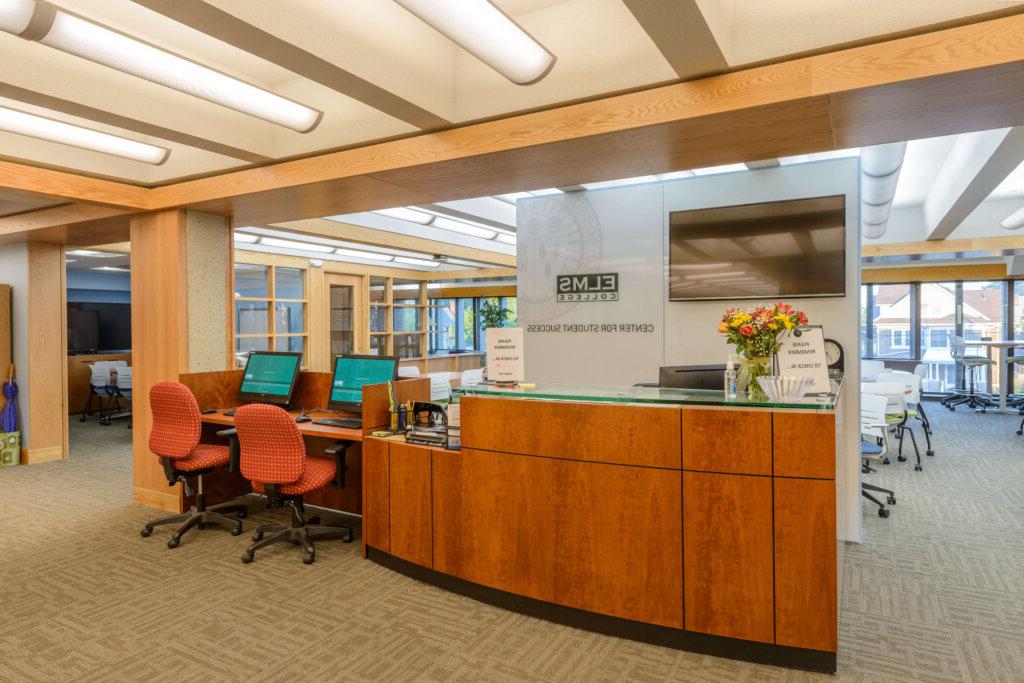 Center for student success, located in the Alumni Library at Elms College 